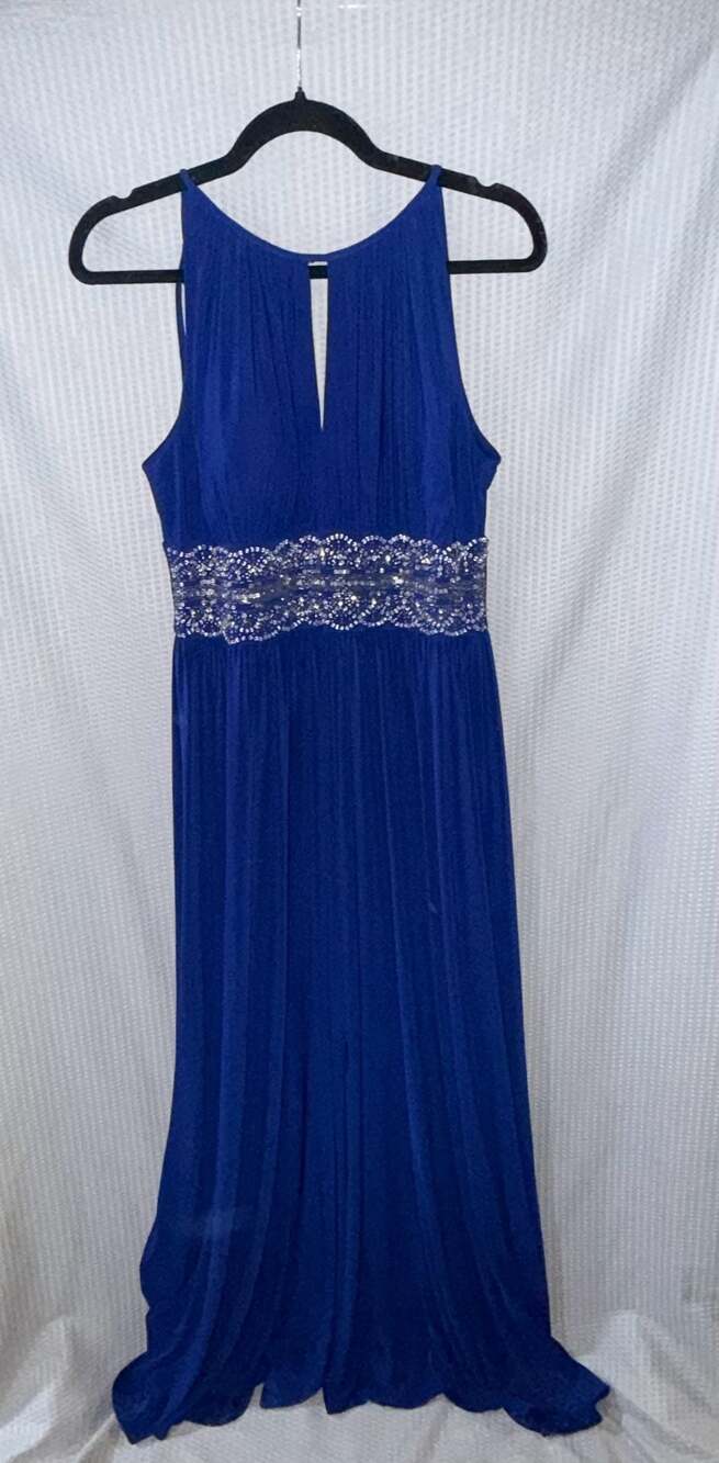 R&M Richards Royal Blue Embellished Waist Maxi Dress Size 12 - Picture 1 of 3
